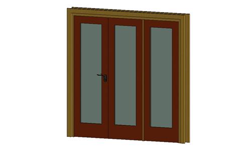 门联窗-木质双扇平开玻璃门001_图1