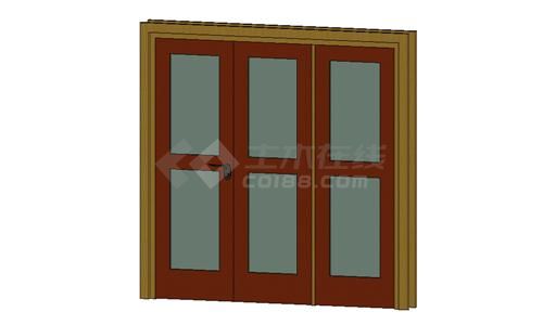 门联窗-木质双扇平开玻璃门002