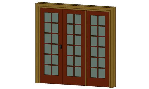 门联窗-木质双扇平开玻璃门004_图1