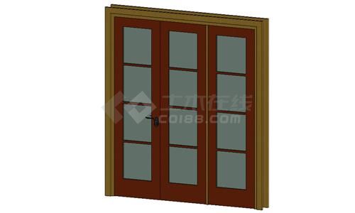 门联窗-木质双扇平开玻璃门003