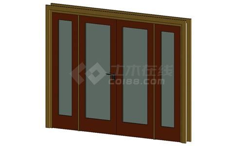 门联窗-木质双扇平开玻璃门005