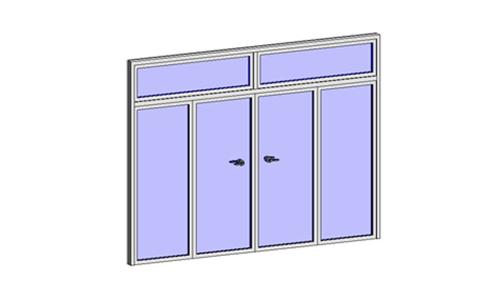 门联窗-铝合金四扇双向平开玻璃门（带亮子）002