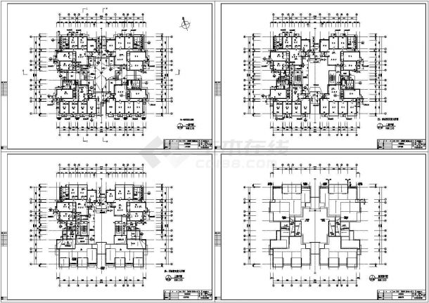 某学校三层宿舍楼建筑施工cad图，共四张-图二