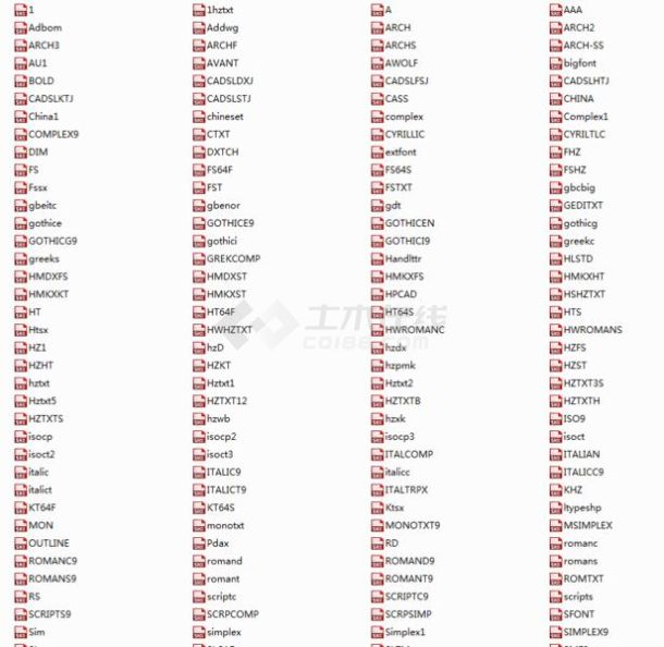 CAD字体库 190个AutoCAD字体下载_CAD字体下载