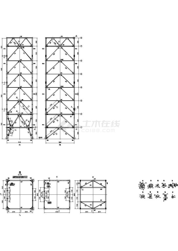 杭州某立体车库钢结构外框架及节点构造详图-图一