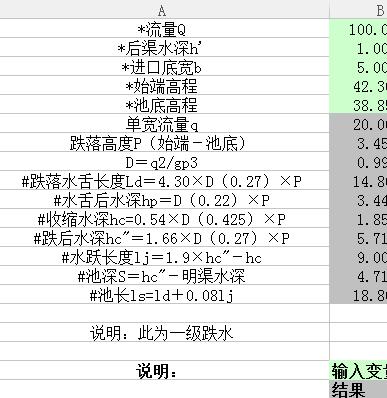 跌水计算小软件非常实用