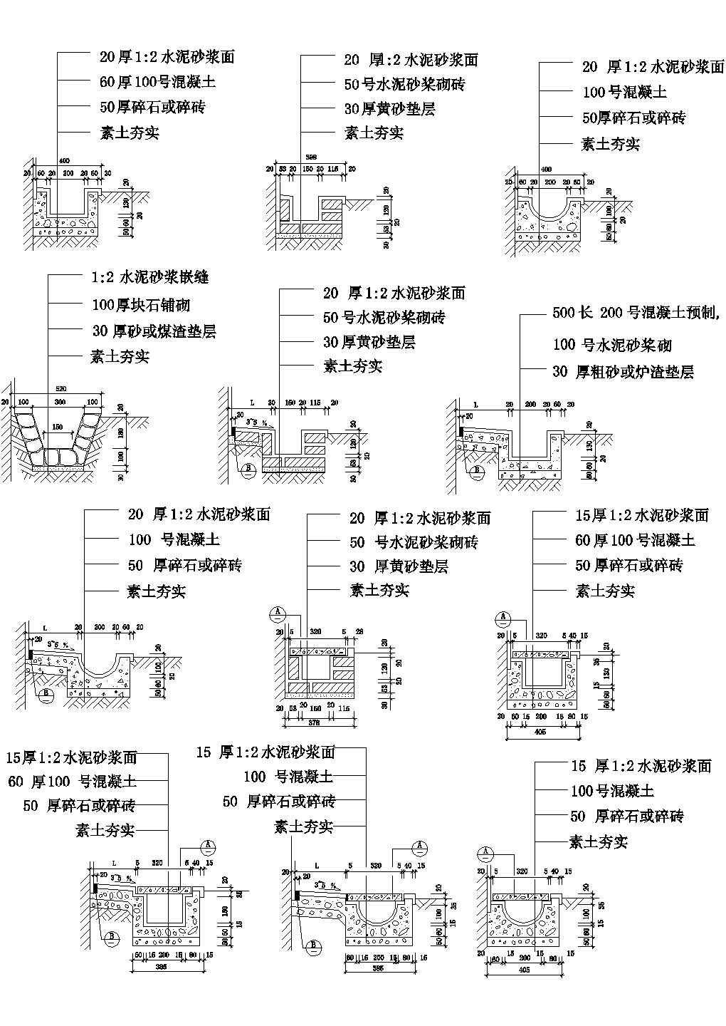 排水沟施工详图图集， 10个