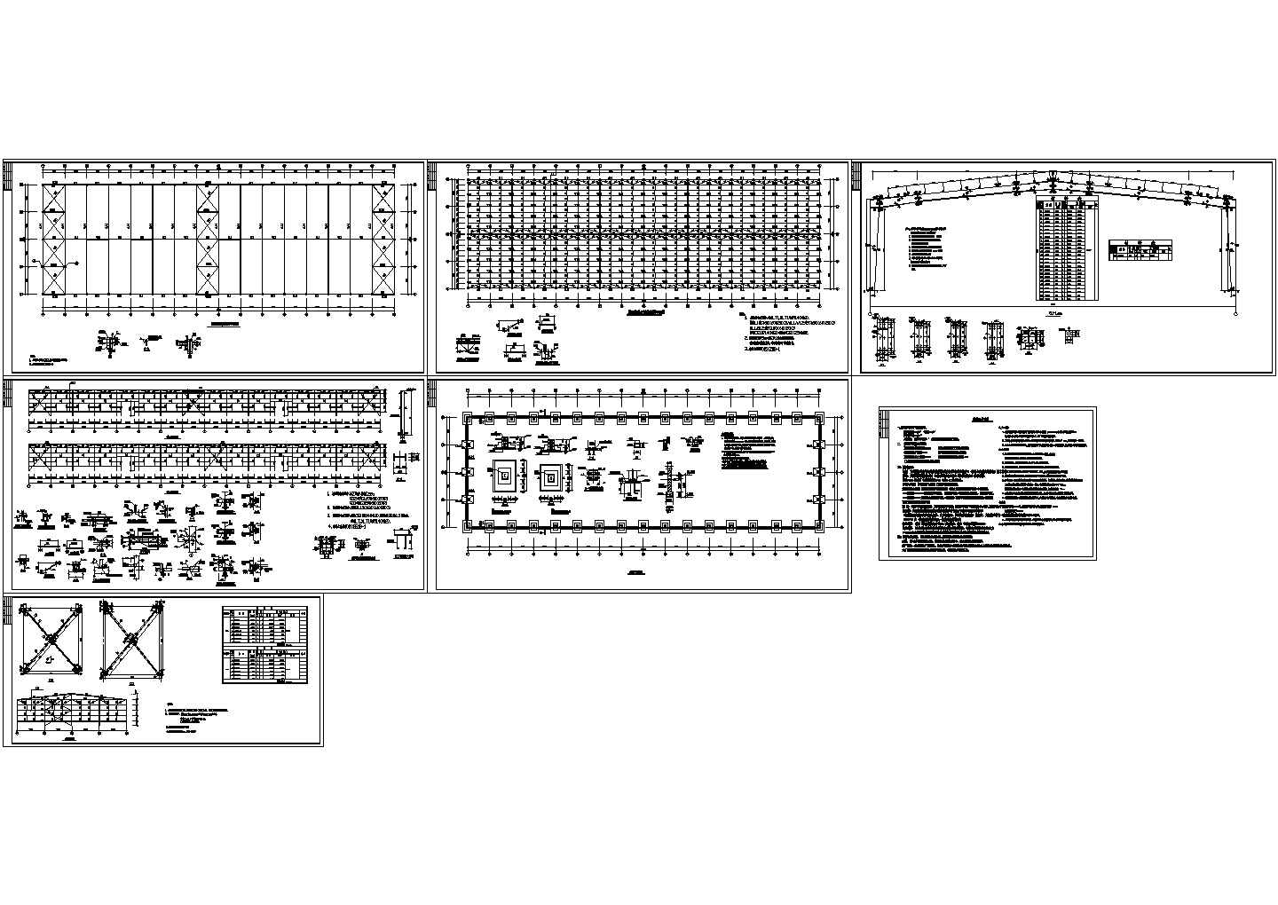 30m跨单层轻钢结构厂房结构设计cad施工图