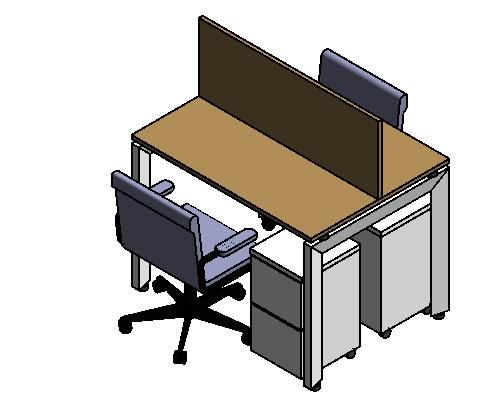 家具-3D-系统家具-办公桌椅组合 3