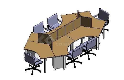 家具-3D-系统家具-办公桌椅组合 1x2
