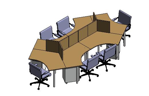 家具-3D-系统家具-办公桌椅组合 1x2_图1