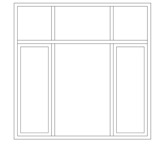 窗- -普通窗--组合窗 - 双层三列(平开+固定+平开) - 上部三扇固定_图1