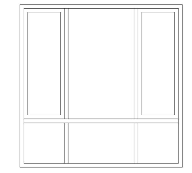 窗- -普通窗--组合窗 - 双层三列(平开+固定+平开) - 下部三扇固定_图1