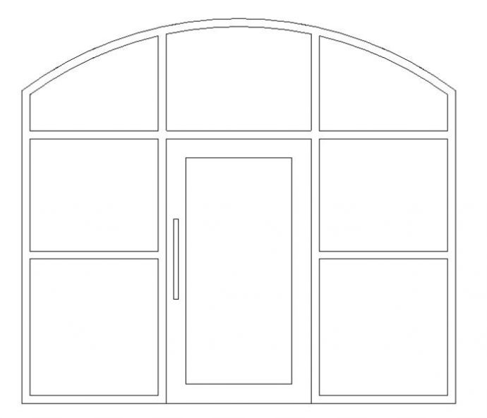   门-普通门-平开门-单扇-单嵌板连窗玻璃门2_图1