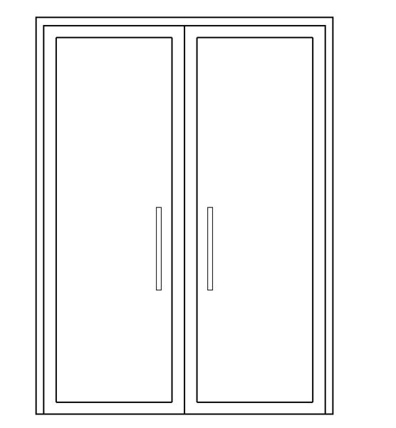  门-普通门-平开门-双扇-双面嵌板镶玻璃门_图1