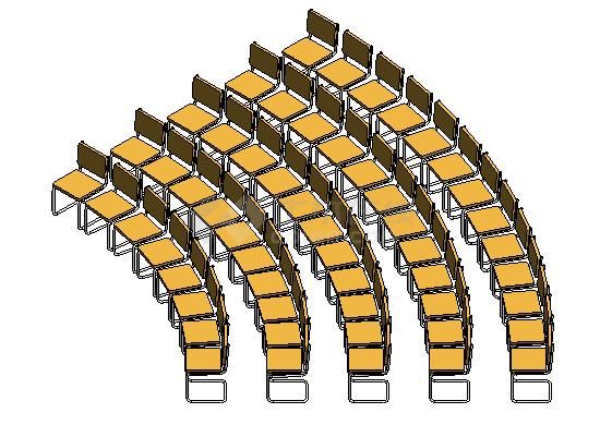 家具-3D-桌椅-椅子-排椅-排椅 - 弧形