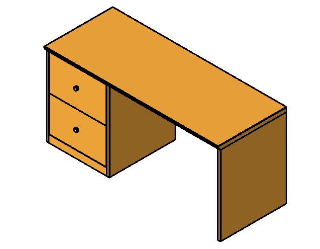 家具-3D-桌椅-桌子-办公桌带抽屉1_图1