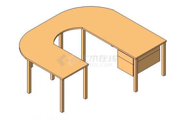 家具-3D-桌椅-桌子-办公桌-U 型