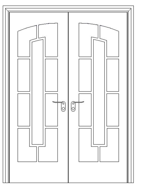  门-普通门-平开门-双扇-双面嵌板镶玻璃门6_图1