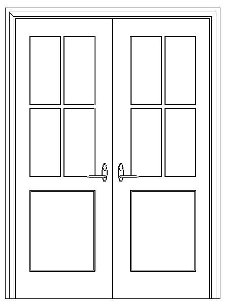  门-普通门-平开门-双扇-双面嵌板镶玻璃门10
