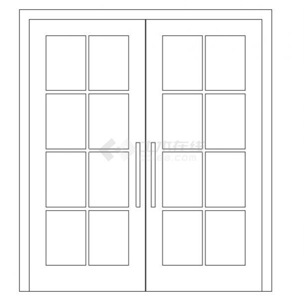  门-普通门-平开门-双扇-双面嵌板镶玻璃门12