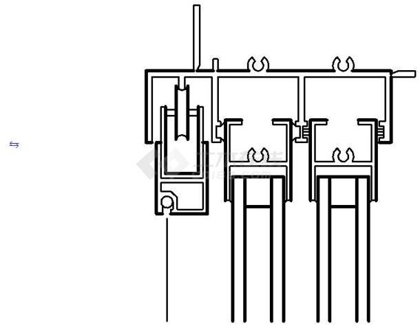 详图项目-Div02-门和窗-金属门和框架-铝合金推拉门 -门梁 - 剖面