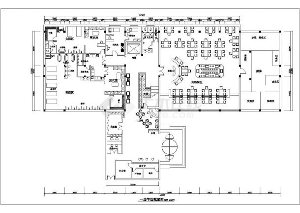 某大型酒店改造装修CAD室内完整设计施工图总平面-图一