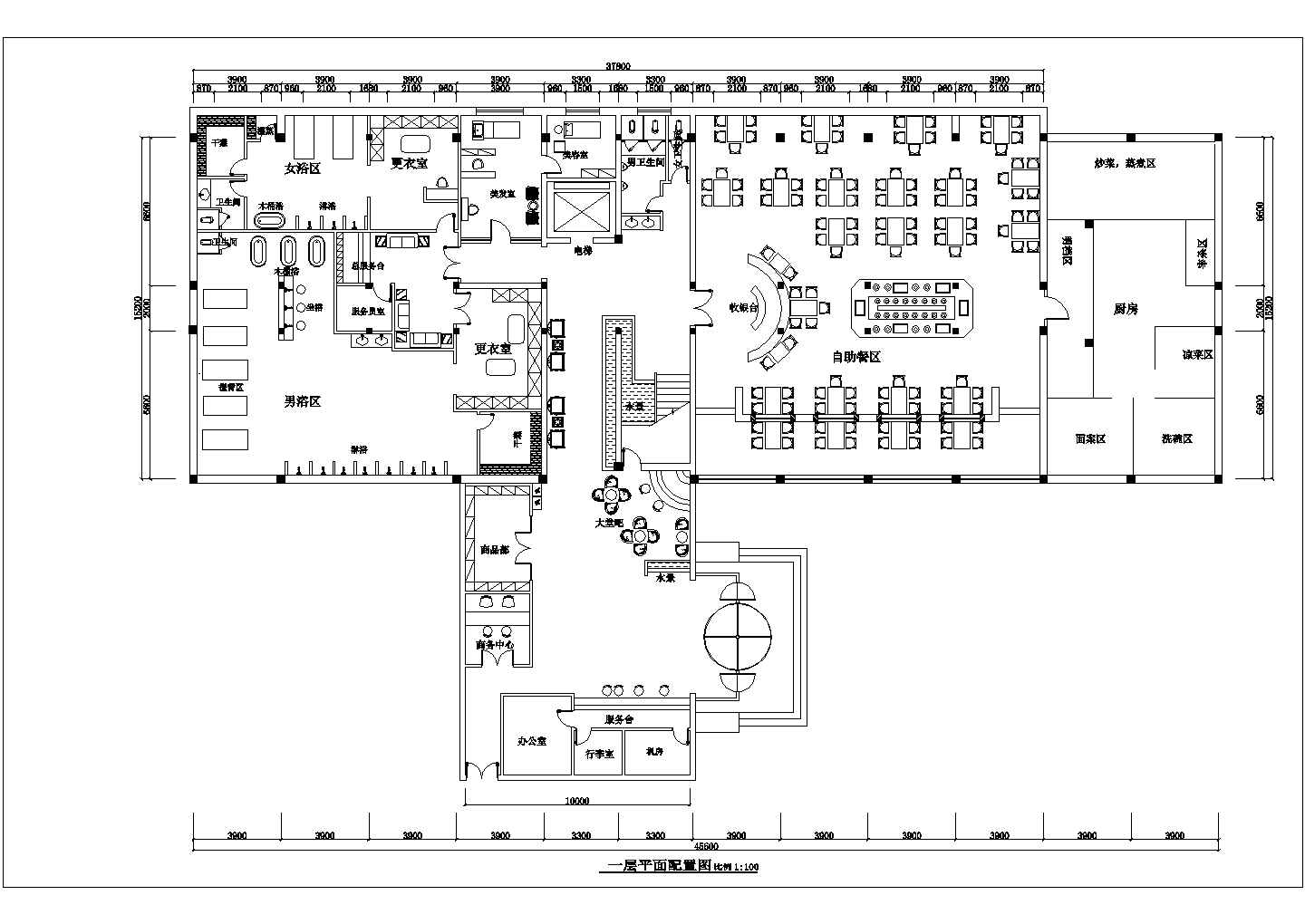 某大型酒店改造装修CAD室内完整设计施工图总平面