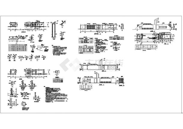 某高科技工业园大门 门卫室建筑设计cad施工图（标注详细，长29米 宽3.6米 ）-图一