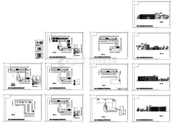 某大学六层框架结构教学楼（24100㎡）单体设计cad全套建施图带效果图（标注详细，15张图）-图一