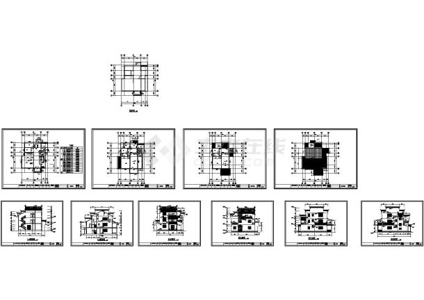 某地徽派建筑别墅建筑施工cad设计图-图一