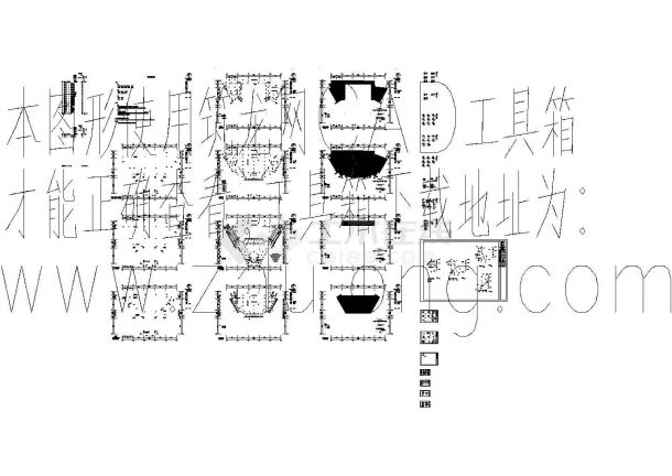 上海某钢框架宾馆结构详细cad设计施工图-图一