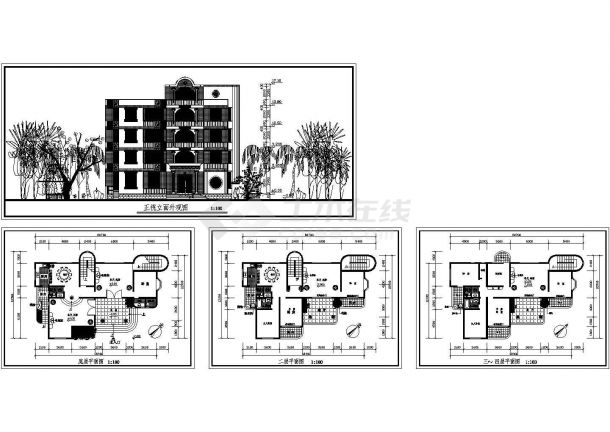 某4层私人豪宅建筑方案设计cad图纸（长20.7米 宽13.5米）-图一