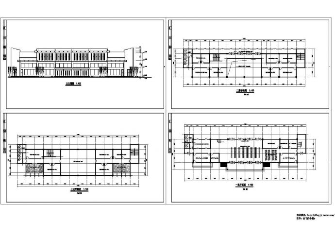 长54.6米 宽13.5米 3层1800平米汽车站建筑方案设计【各层平面 1立面】_图1