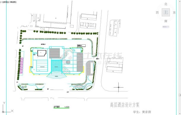 北京通州区某1.2万平米13层星级酒店平立剖面设计CAD图纸-图一