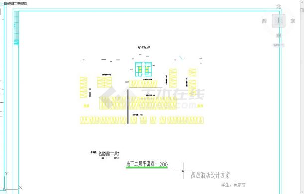 北京通州区某1.2万平米13层星级酒店平立剖面设计CAD图纸-图二