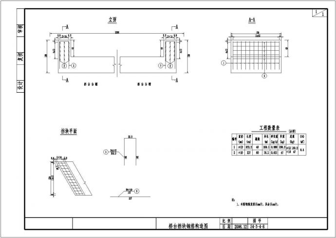 20m预应力空心板简支梁桥台挡块钢筋构造节点详图设计_图1