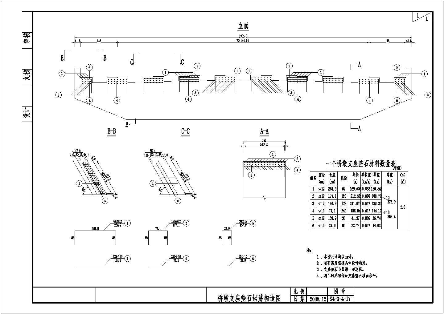 20m预应力空心板简支梁桥墩支座垫石钢筋构造节点详图设计