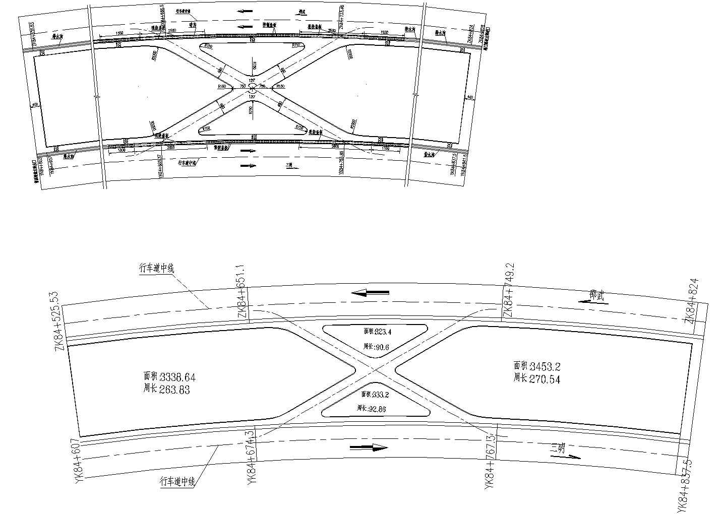 分离式双洞隧道转向车道节点详图设计