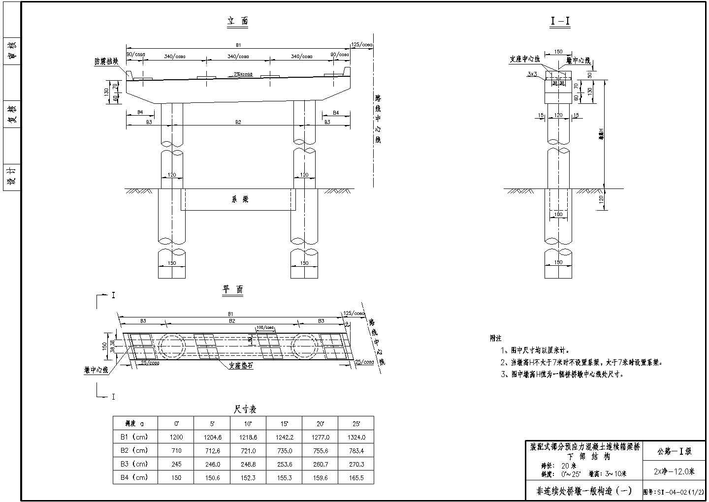 预应力混凝土连续箱梁桥下部非连续处桥墩一般构造节点详图设计