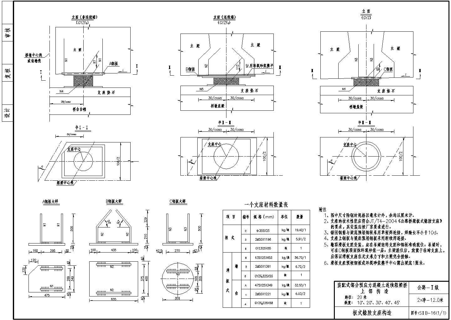 预应力混凝土连续箱梁(斜交)板式支座构造节点详图设计