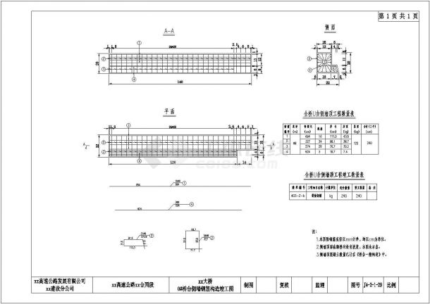 预应力钢筋混凝土T梁桥台侧墙钢筋构造节点详图设计-图二