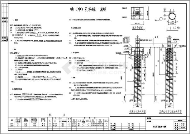 钻(冲)孔桩统一说明及节点构造详图-图一