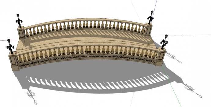 欧式古典偏扁平拱桥su模型_图1