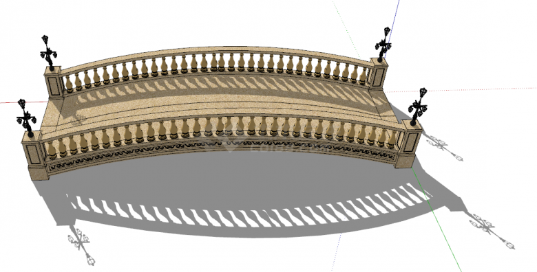 欧式古典偏扁平拱桥su模型-图一