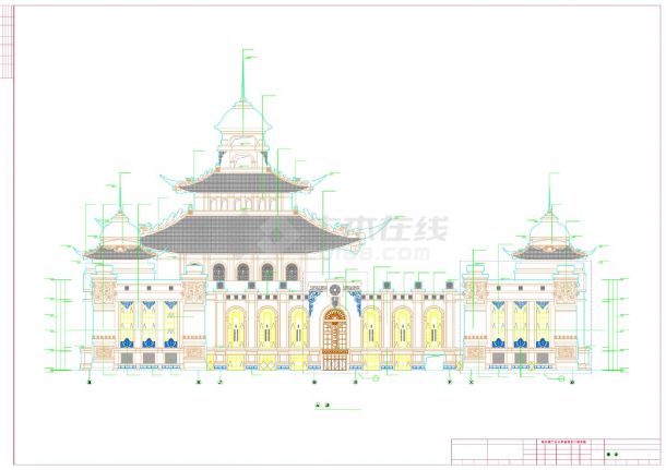 四层新古典风格多功能文化中心建筑施工图-图一