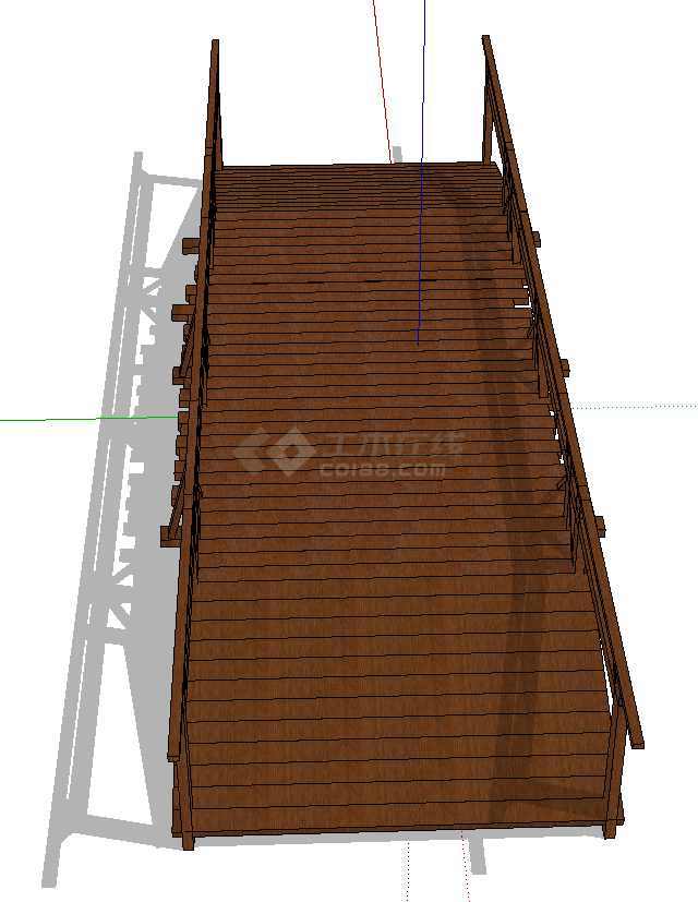 新古典木制宽阔拱桥su模型-图二