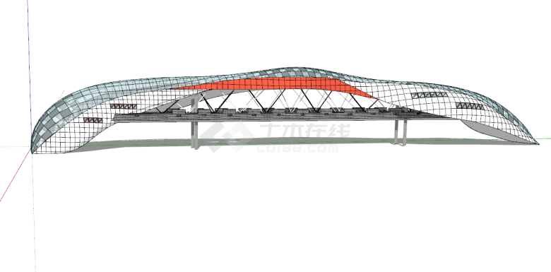 结构奇特耀眼夺目桥梁su模型-图一