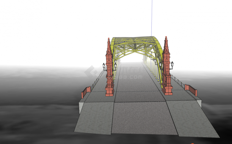 新古典铁拉大桥SU模型设计-图二
