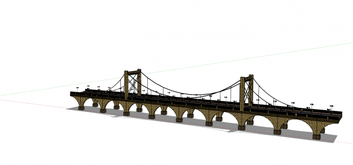 现代风格悬索桥SU模型设计_图1